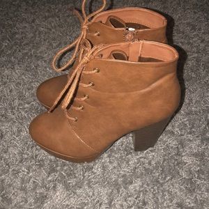 Cognac Lace Platform Booties
